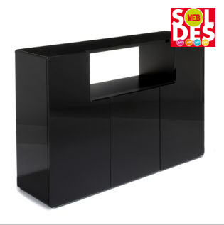 Soldes Console Alinea - Console laquée Jade avec rangements Noir