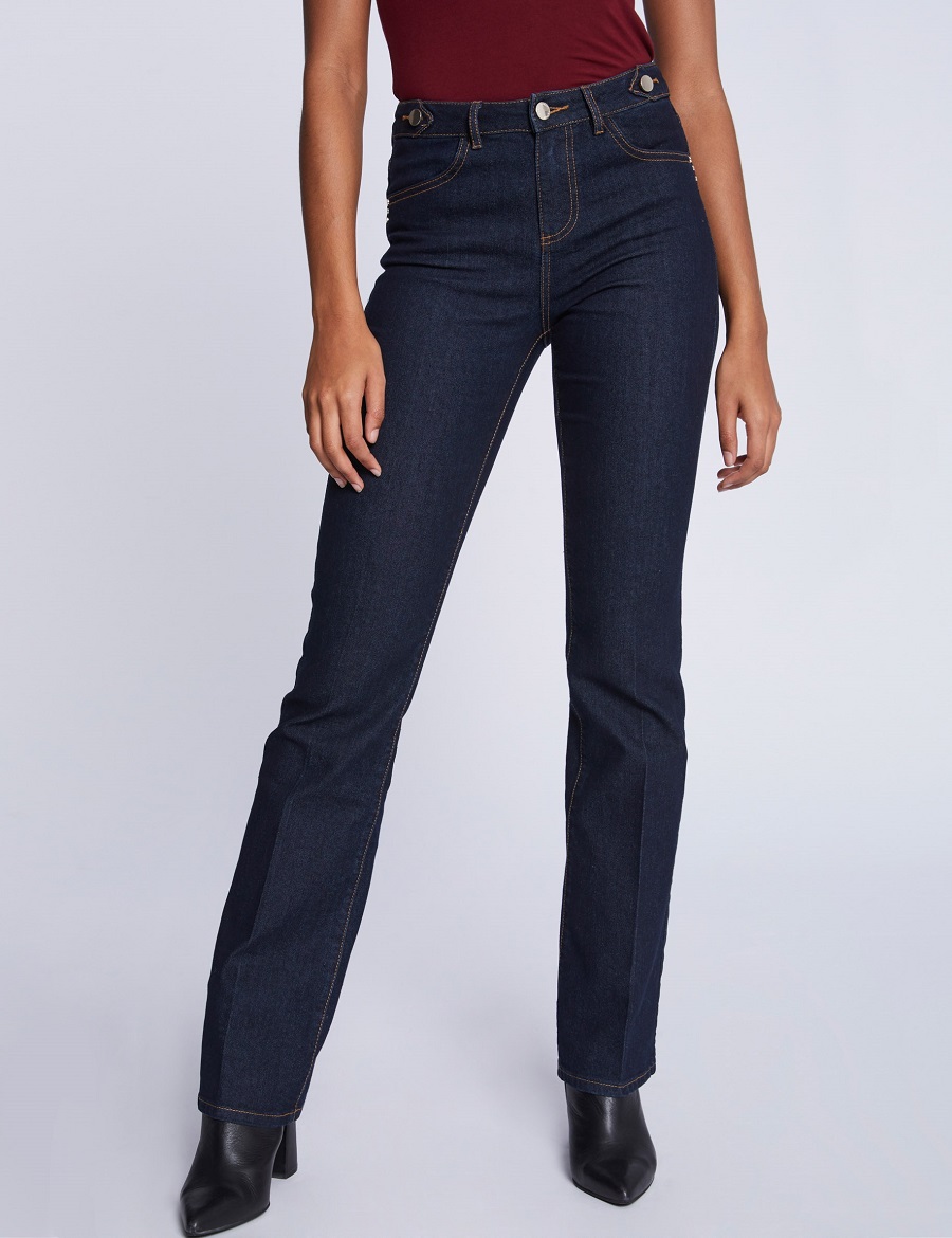 Jeans bootcut taille haute boutons Morgan