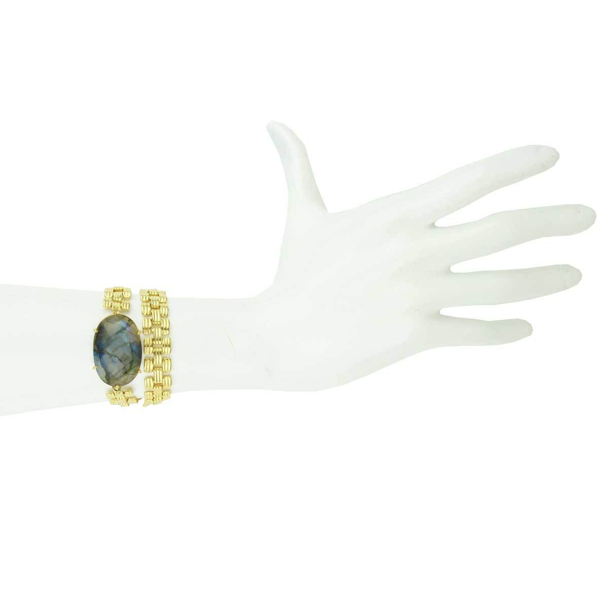 Katerina Psoma Aurelie Labradorite Bracelet à double boutonnage plaqué or