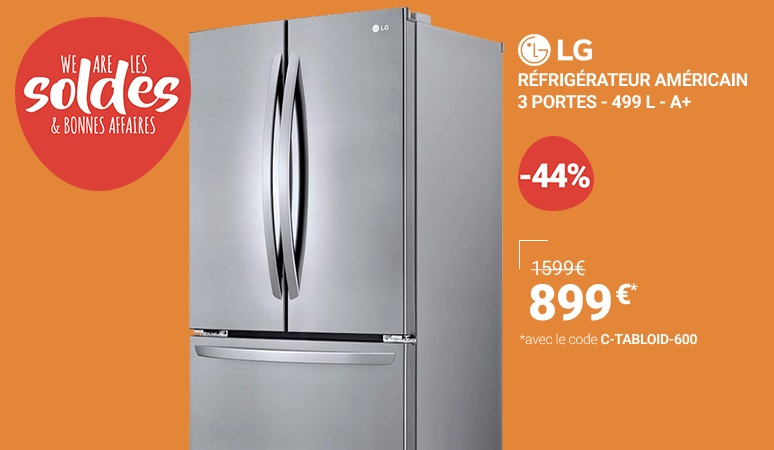 LG Réfrigérateur américain 3 portes GLC8021PS - Soldes Réfrigérateur américain Rue du Commerce