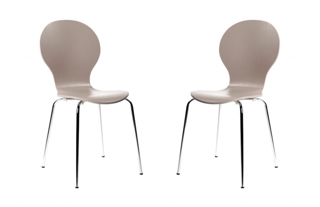 Lot de 2 chaises design empilables taupes NEW ABIGAIL - Miliboo