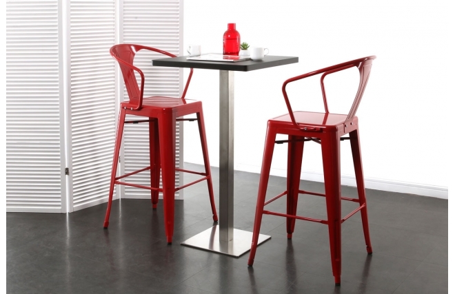 Lot de 2 chaises hautes design industriel métal rouge FACTORY XL - Miliboo