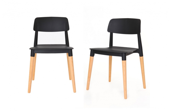 Lot de deux chaises design scandinave noires GILDA, Chaises Miliboo