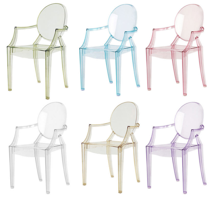 Fauteuil enfant Lou Lou Ghost Kartell Rose transparent - Fauteuil Made In Design