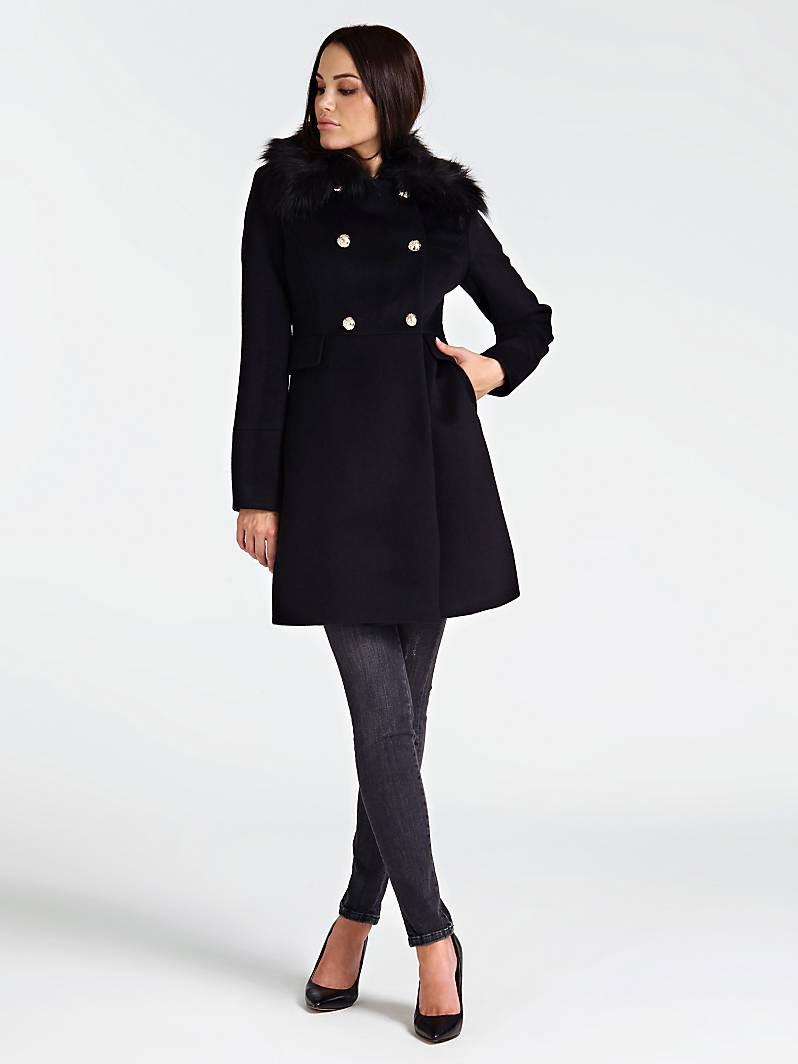 manteau guess bleu femme