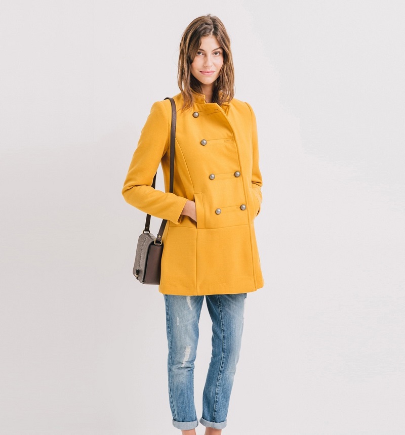 Manteau officier Promod Ocre