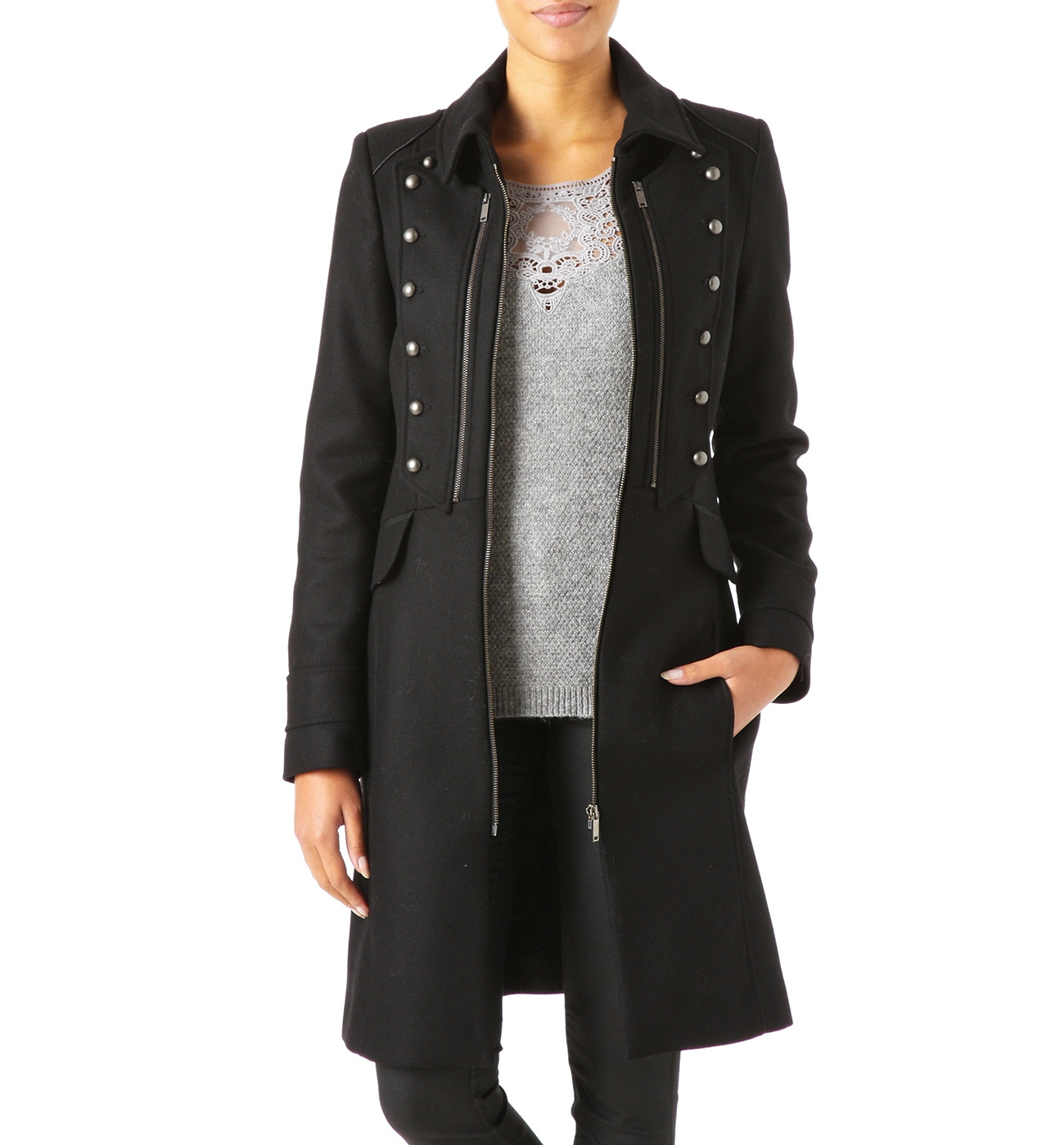 manteau femme officier noir