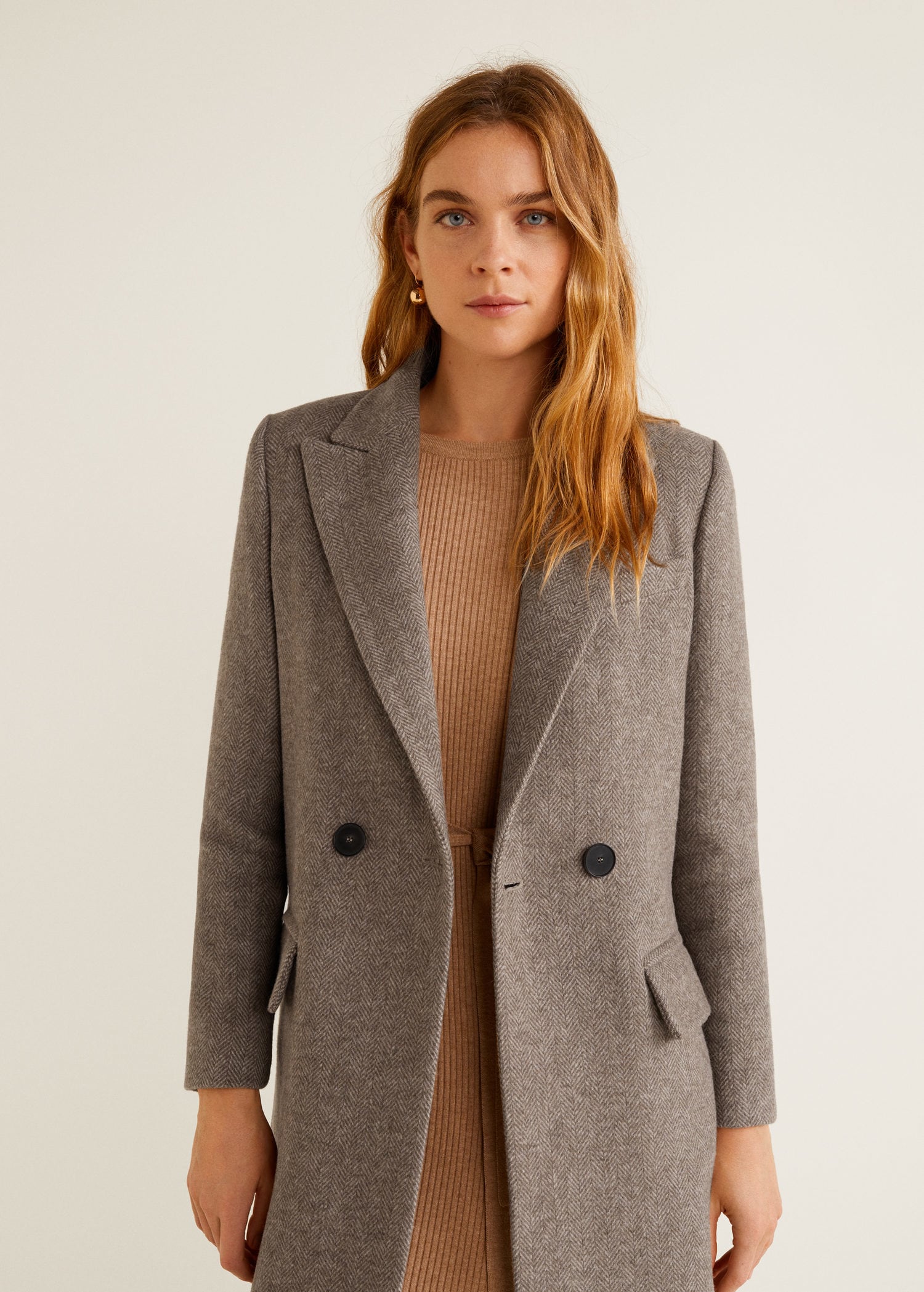 MANGO NAVIGLI Manteau structuré à revers beige