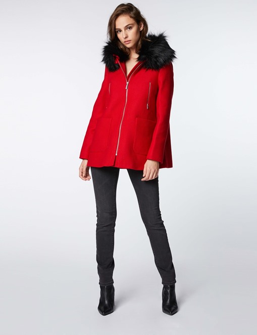 manteau femme rouge avec capuche