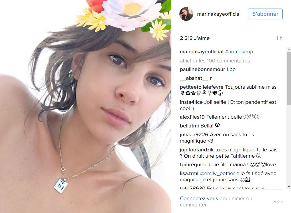 Marina Kaye sans maquillage sur Instagram, la photo qui affole la toile !