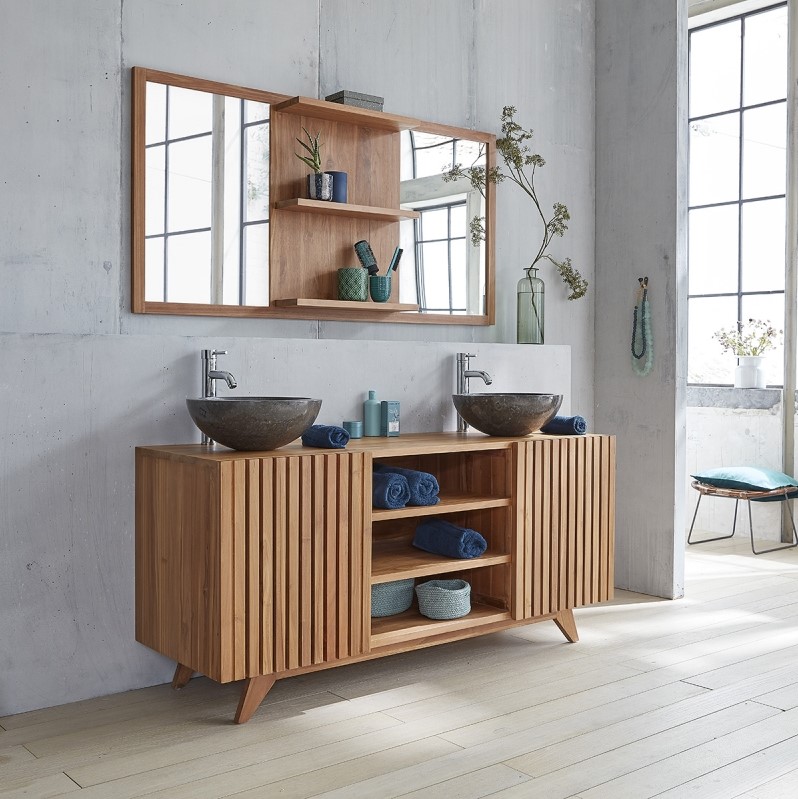 Meuble de salle de bain en bois de teck 160 - Bois dessus bois dessous