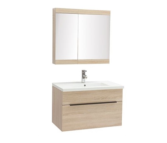 Meuble de salle de bains SEASON avec vasque, miroir et rangements bois clair - Miliboo