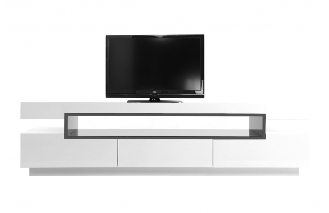 Meuble TV design laqué blanc LIVO - Meuble TV Miliboo