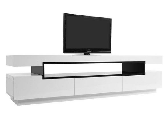 Meuble TV design LIVO laqué blanc brillant