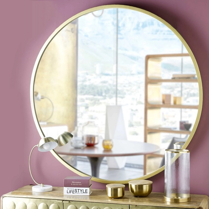 Miroir rond en métal doré Stratford - Maisons du Monde