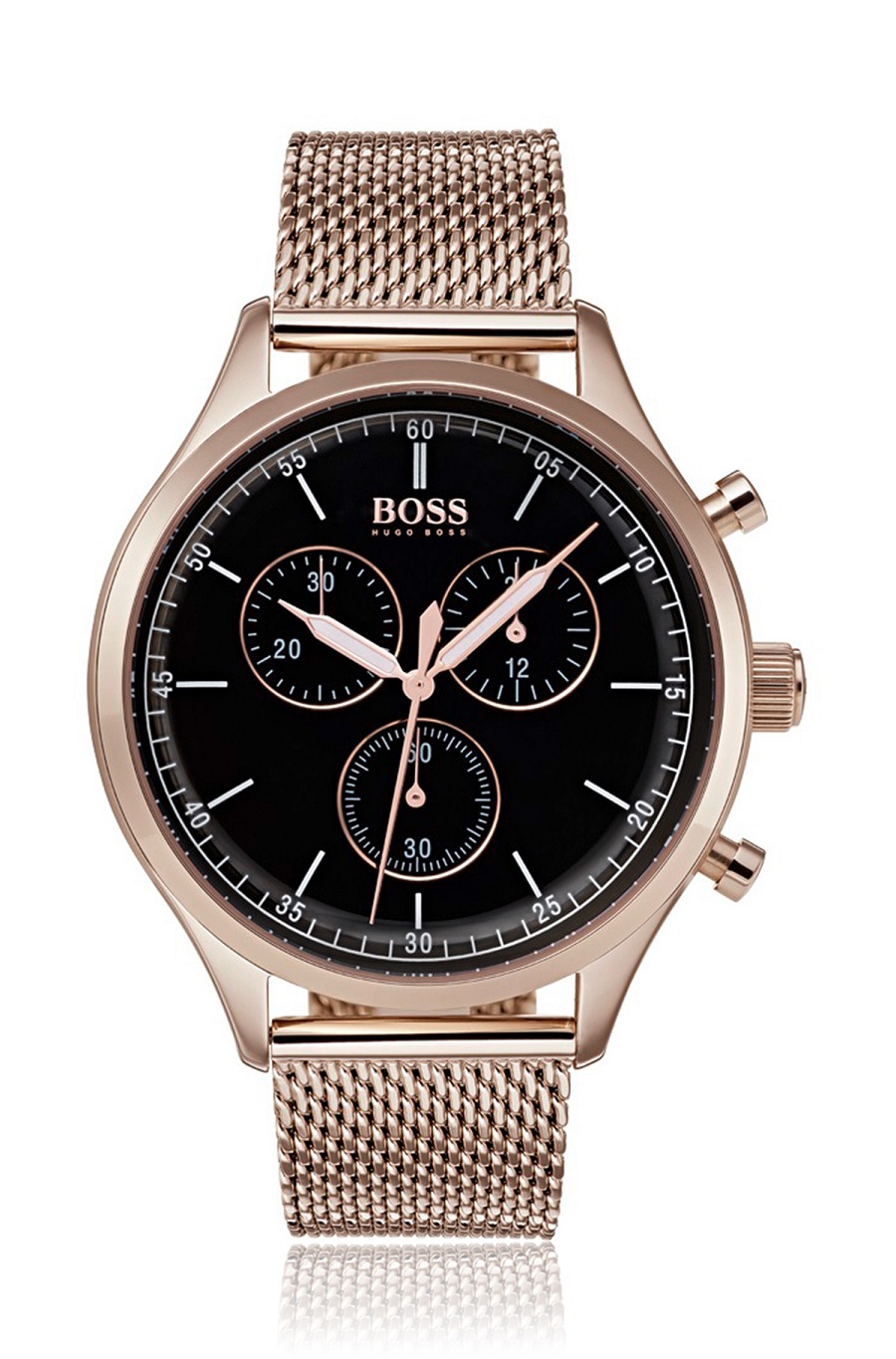 Hugo Boss Montre plaquée couleur or rose COMPANION1513548 à bracelet en maille