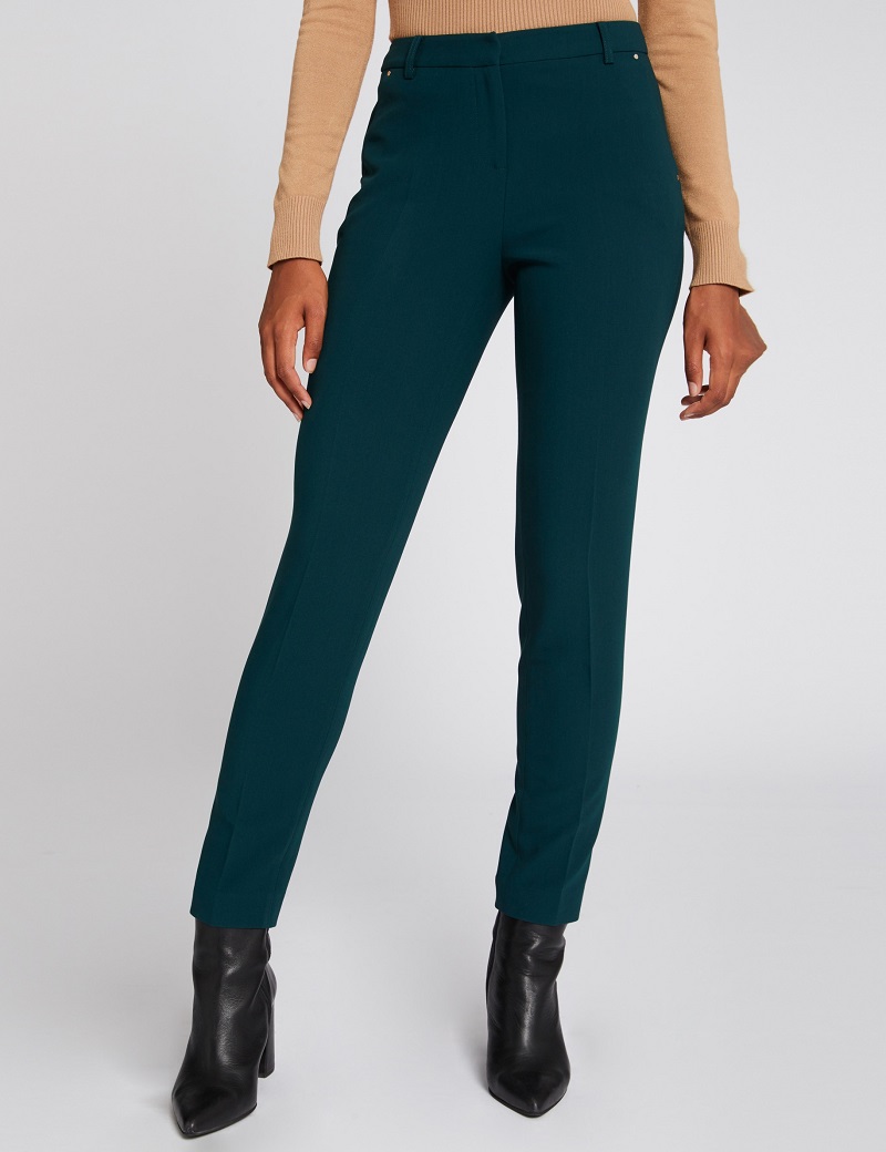 Pantalon droit taille haute 2 poches Vert Foncé Morgan