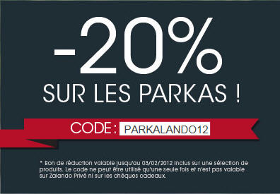 Zalando Promotion -20% sur Les Parkas