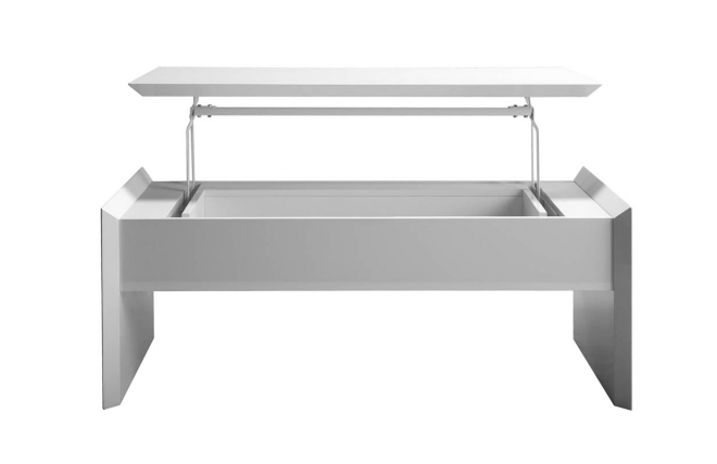Table basse relevable design blanc brillant LAETI - Table basse Miliboo