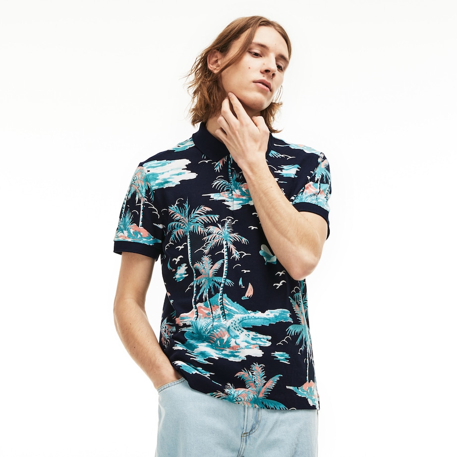 Polo regular fit Lacoste en mini piqu imprim hawa en Polo