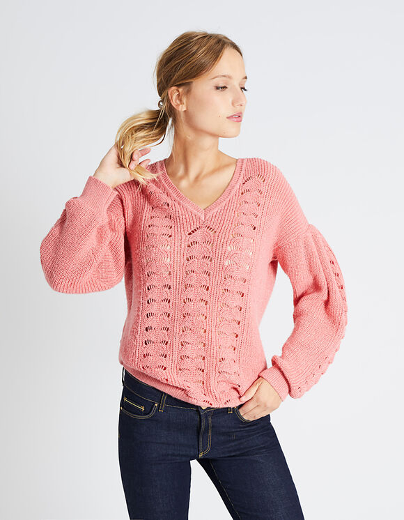 Pull rose à manches loose I.Code IKKS pour Femme