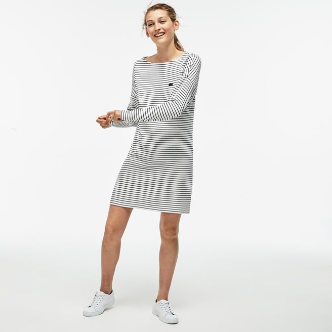 Robe marinière col bateau Lacoste en interlock rayé