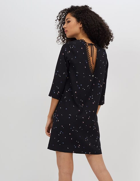 Robe noire imprimée micro-tachiste I.Code By IKKS pour Femme