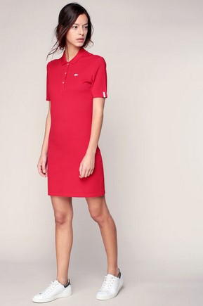 Robe polo rouge broderie logo poitrine Lacoste