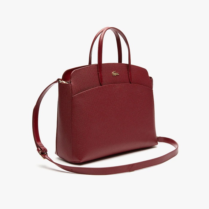 Sac cabas zippé Chantaco Lacoste en cuir piqué avec poche