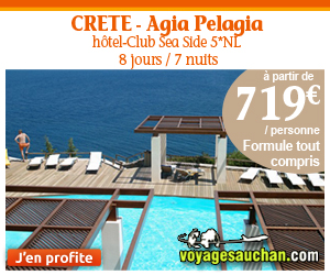 Crète Voyages Auchan Séjours Agia Pelagia - Hotel Club Sea Side 5* 719,00 Euros