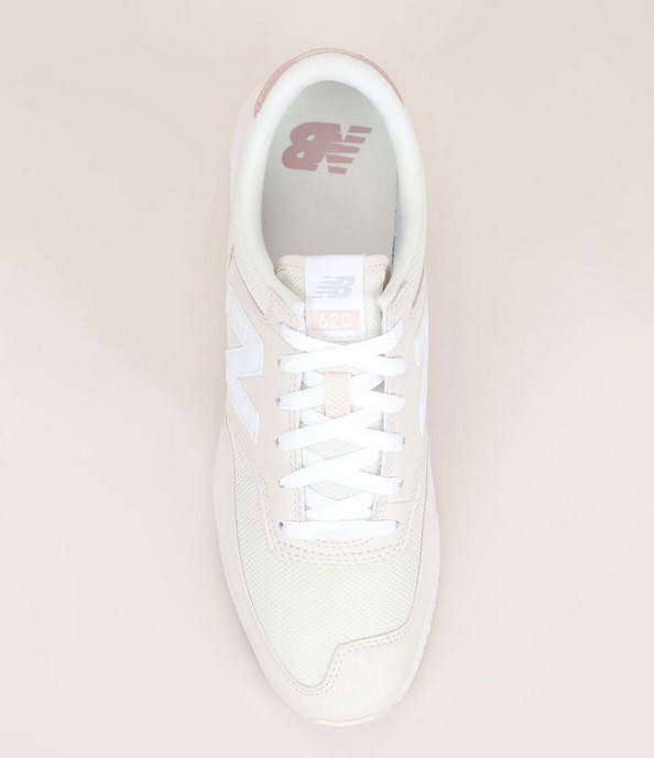 New Balance Sneakers 620NFA en cuir bi-matières écrus détails blancs/rose