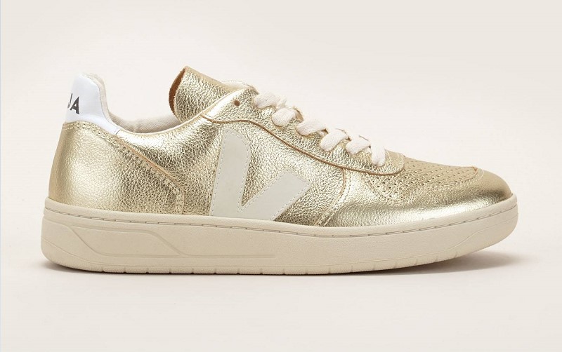 Veja Sneakers en cuir V-10 Leather dorées 