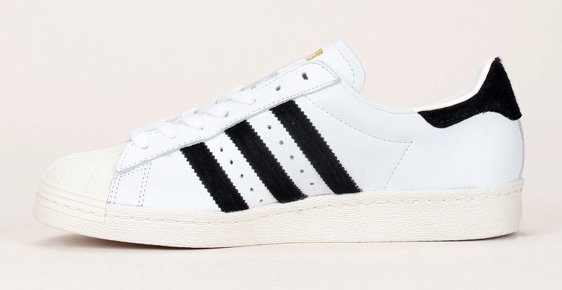 Sneakers cuir perforé blanc détails noirs Superstar 80S Adidas Originals