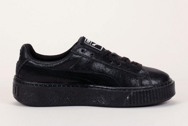 Puma Sneakers plateformes en cuir texturé noir détails nubuck logo argenté