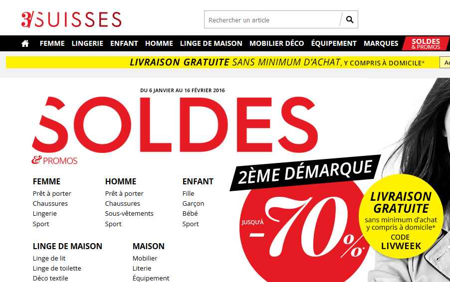 SOLDES 3Suisses - Soldes jusqu'à -70% sur 3suisses.fr