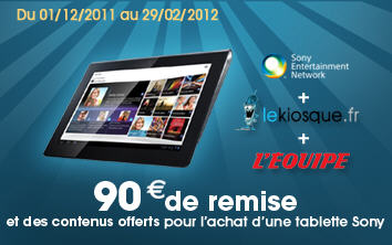 Tablette Sony - Promotion 90,00 Euros Offert sur La Sony Tablet S