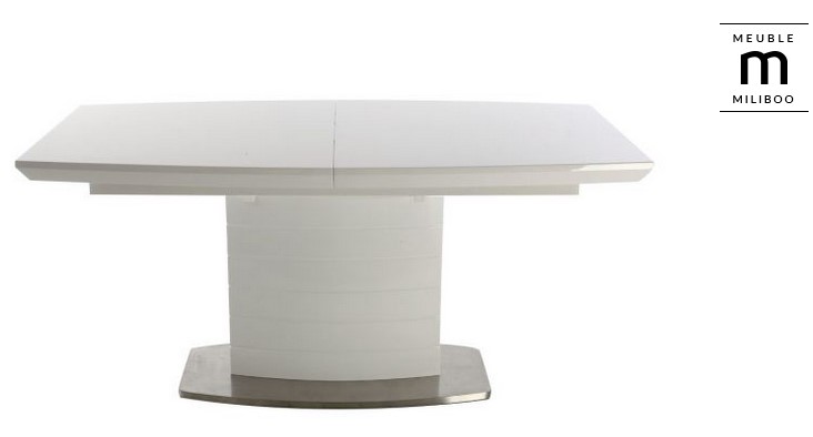 Table à manger design ERESOS extensible blanc brillant