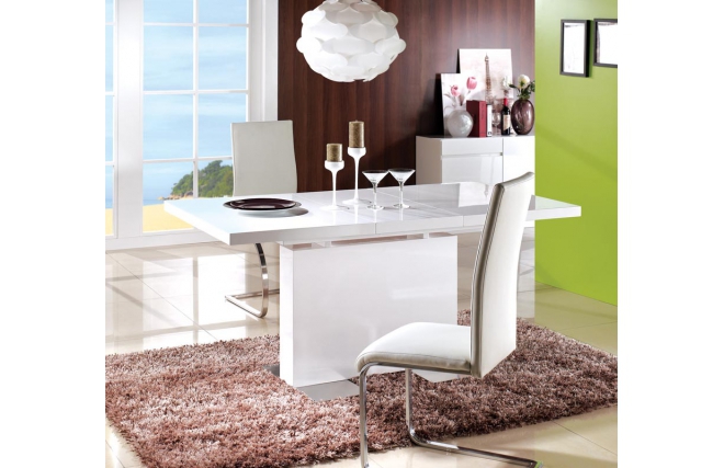 Table à manger design extensible laqué blanc NEMIA - Table Miliboo