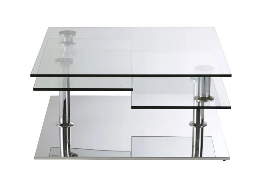 Table basse 4 plateaux Fudji en acier et verre