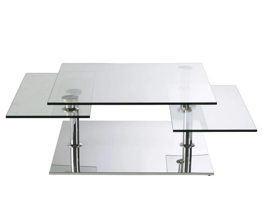 Table basse 4 plateaux Fudji en acier et verre - Maisons du Monde