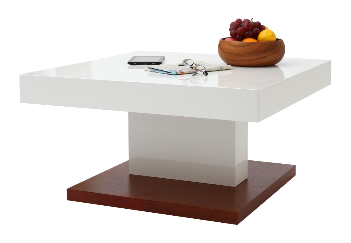 Table Basse Miliboo - Table basse design FUTURA laquée blanc et bois plateau ouvrant