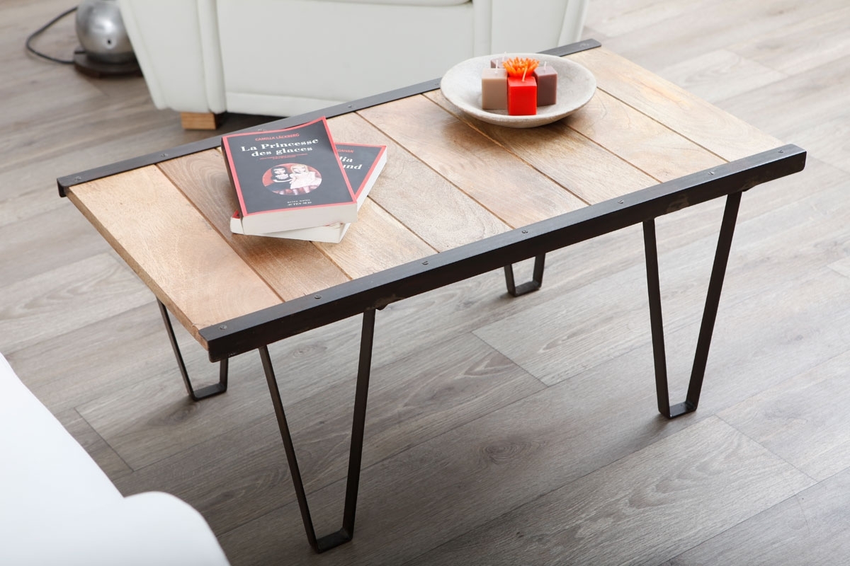 Table Basse Miliboo - Table basse industrielle bois massif INDUSTRIA Prix 169,00 Euros