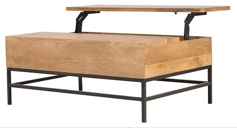 Table basse relevable industrielle YPSTER manguier et métal