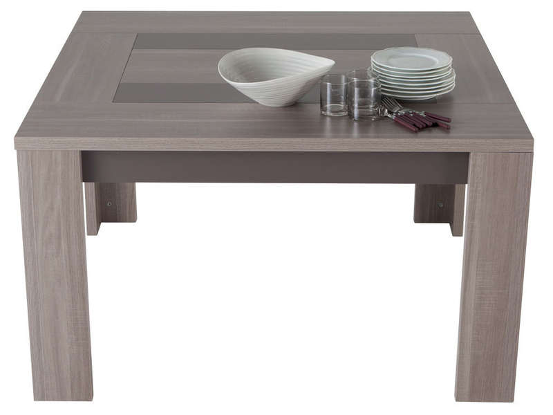 Table carrée 130 cm ATLANTA coloris chêne fusain - Conforama