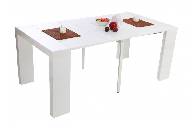 Table console extensible laquée blanche CALEB - Table Miliboo