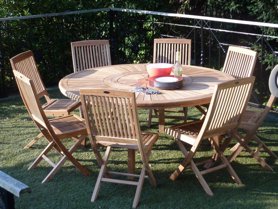 Table de jardin Orion ronde naturel 8 personnes - Leroy Merlin