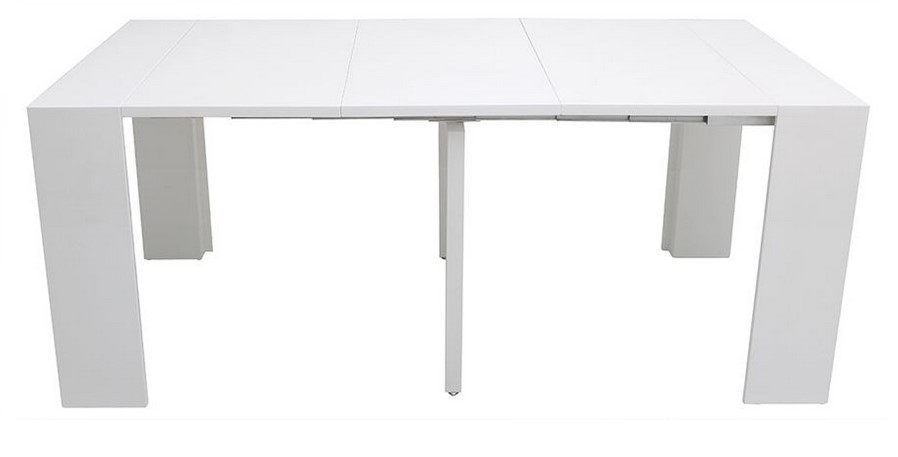 Table extensible design CALEB blanc brillant - Miliboo