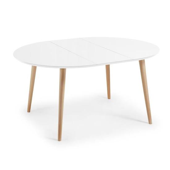 Table Oqui extensible ronde naturel et blanc