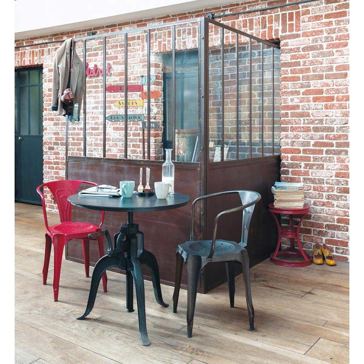 Table ronde de salle à manger indus Edison en métal noire - Maisons du Monde