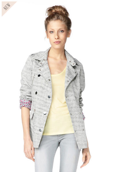 Trench court effet tweed CITY ROCK Gris I Code by IKKS, Trench Femme Monshowroom